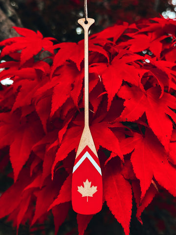 Paddle Ornament - Maple Leaf