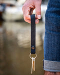 Leather Key Wristlet - Black
