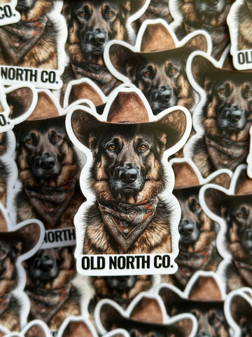 Cowboy Dog Sticker- German Shepherd