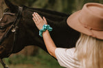 Aqua Satin Scrunchie