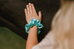 Aqua Satin Scrunchie