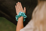Aqua Satin Scrunchie