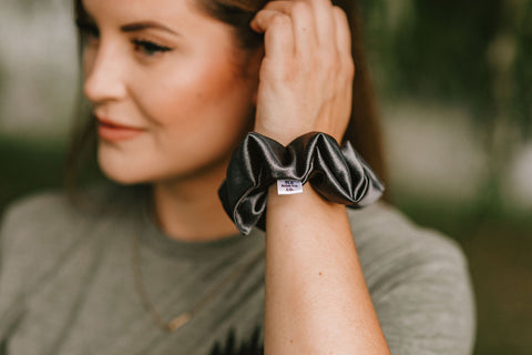 Charcoal Satin Scrunchie