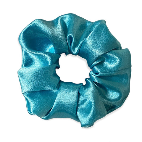 Aqua Satin Scrunchie