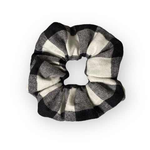 White Buffalo Plaid Flannel Scrunchie