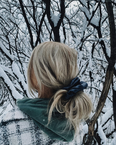 Midnight Blue Satin Scrunchie
